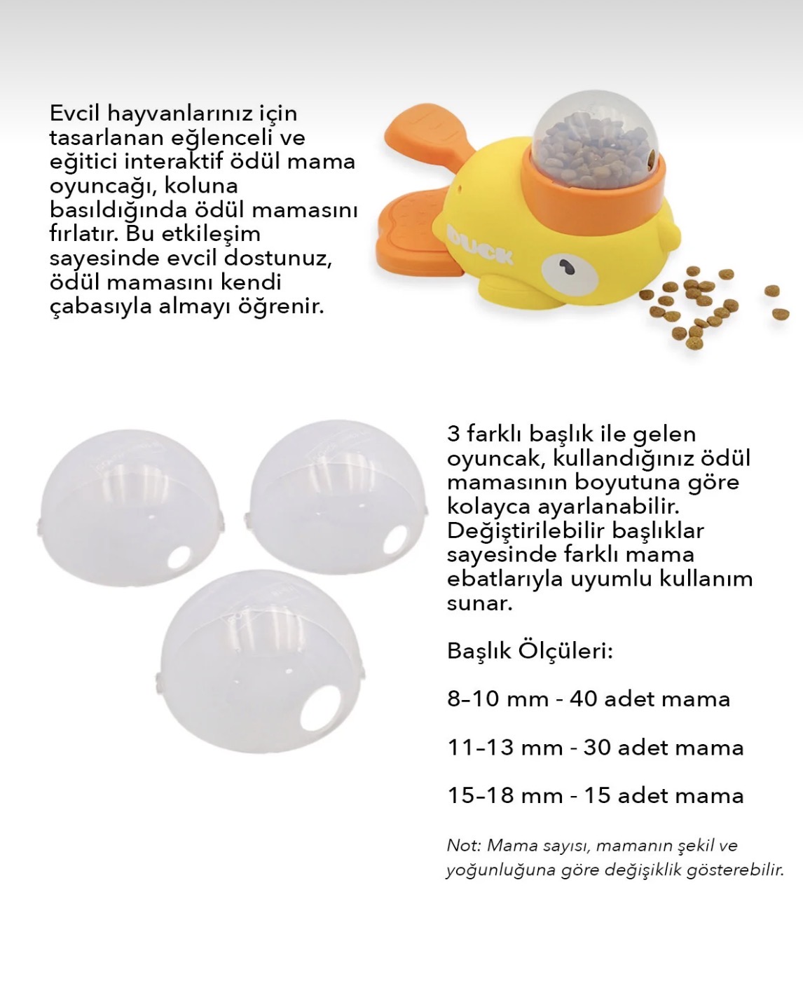 3 BAŞLIKLI İNTERAKTİF ÖRDEK MODEL BASMALI MAMA DAĞITICI